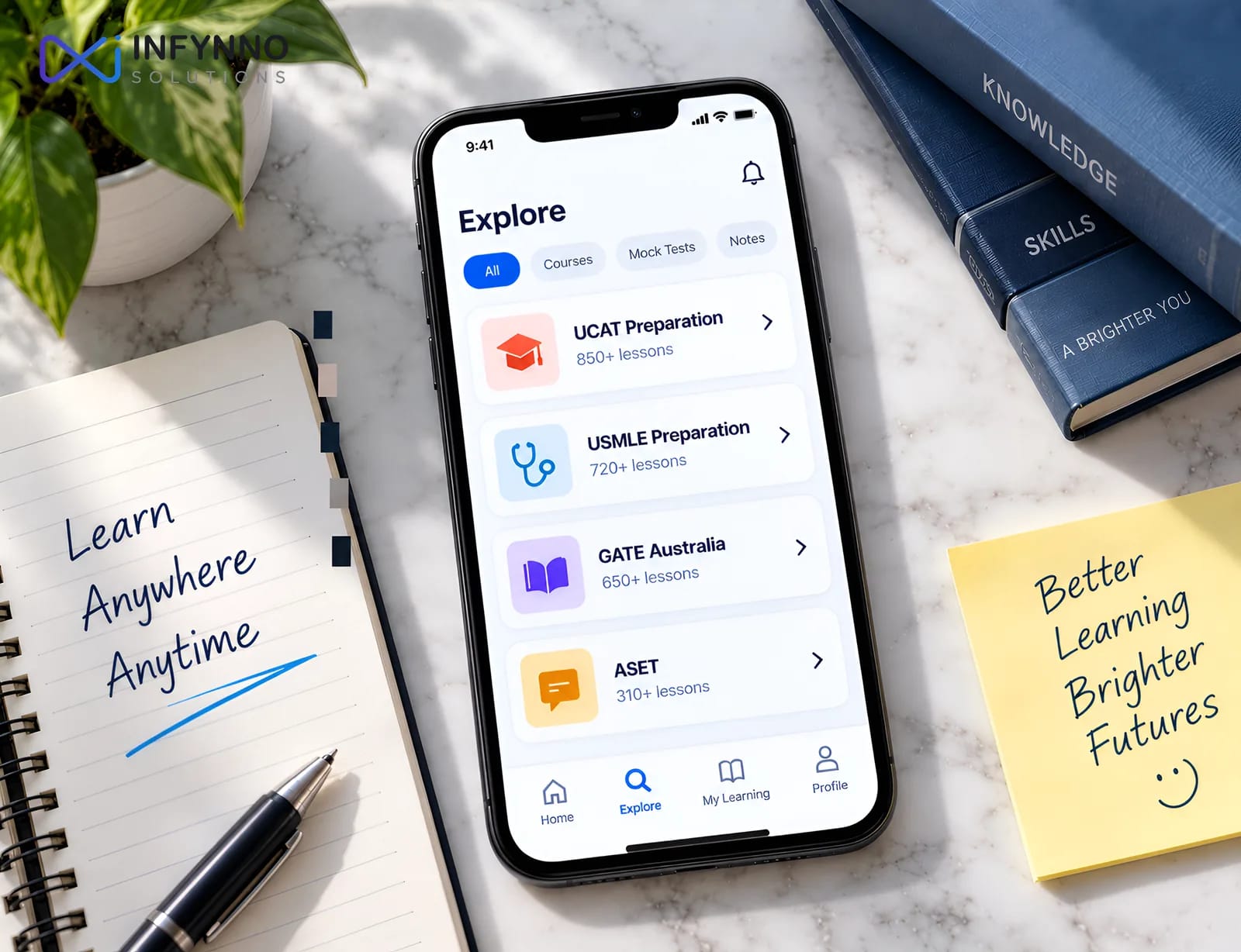 EdTech mobile apps: learn anywhere, anytime, with course exploration for UCAT, USMLE, GATE and ASET preparation